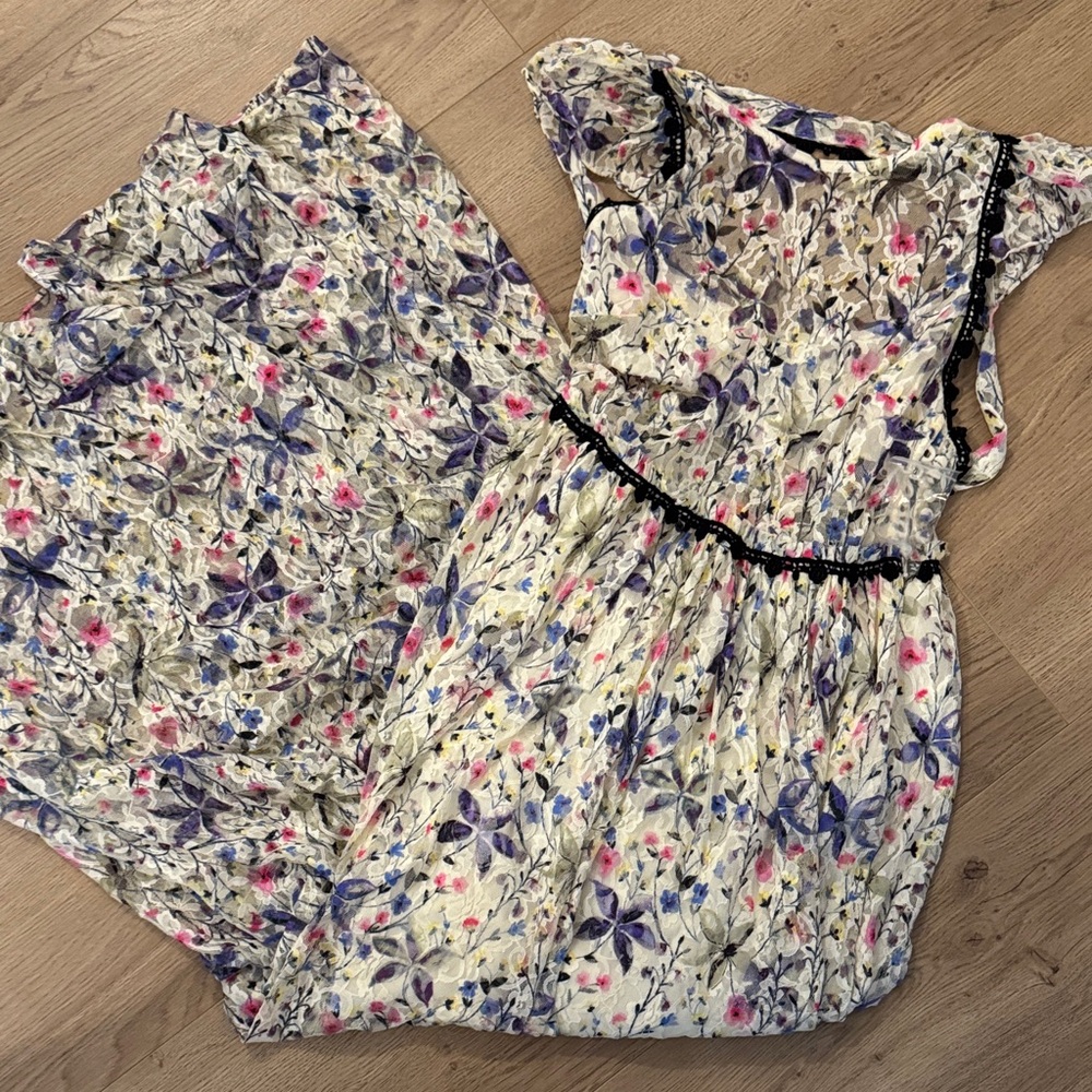 Free People Floral Maxi Dress with Pink and Blue Accents — size 0